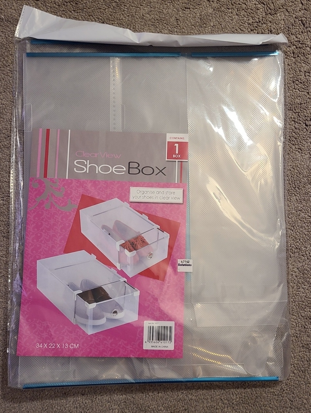 BNIP - Clear View - Plastic Foldable Stackable Storage Shoe Box (34x22x13 cm)